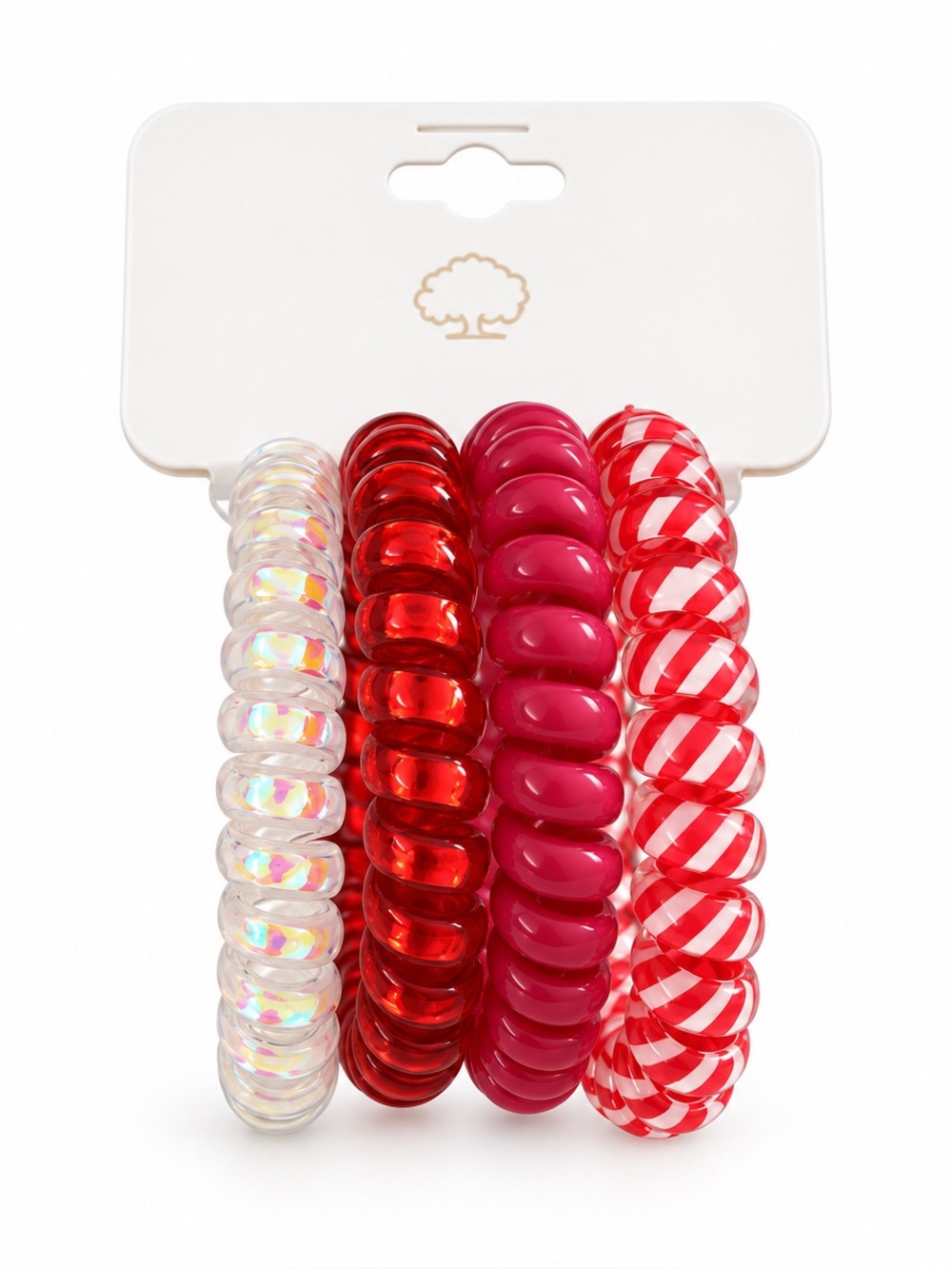 Red Candy Cane Stripe Christmas Teletie Tele-tie Dent & Wrinkle Free Hair Ties